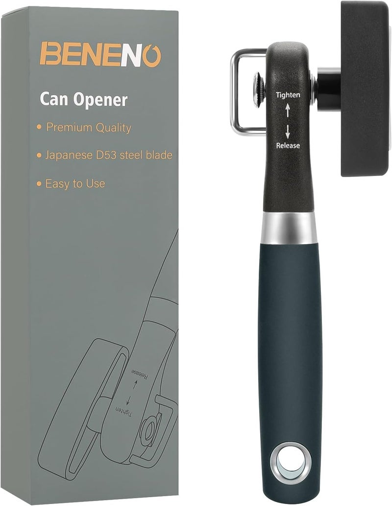 Beneno Can Opener, Manual Side Safe Cut Can Opener Smooth Edge with Durable Sharp Blade, Effort-Saving Knob & Comfortable Non-slip Handle, Green - Image 1
